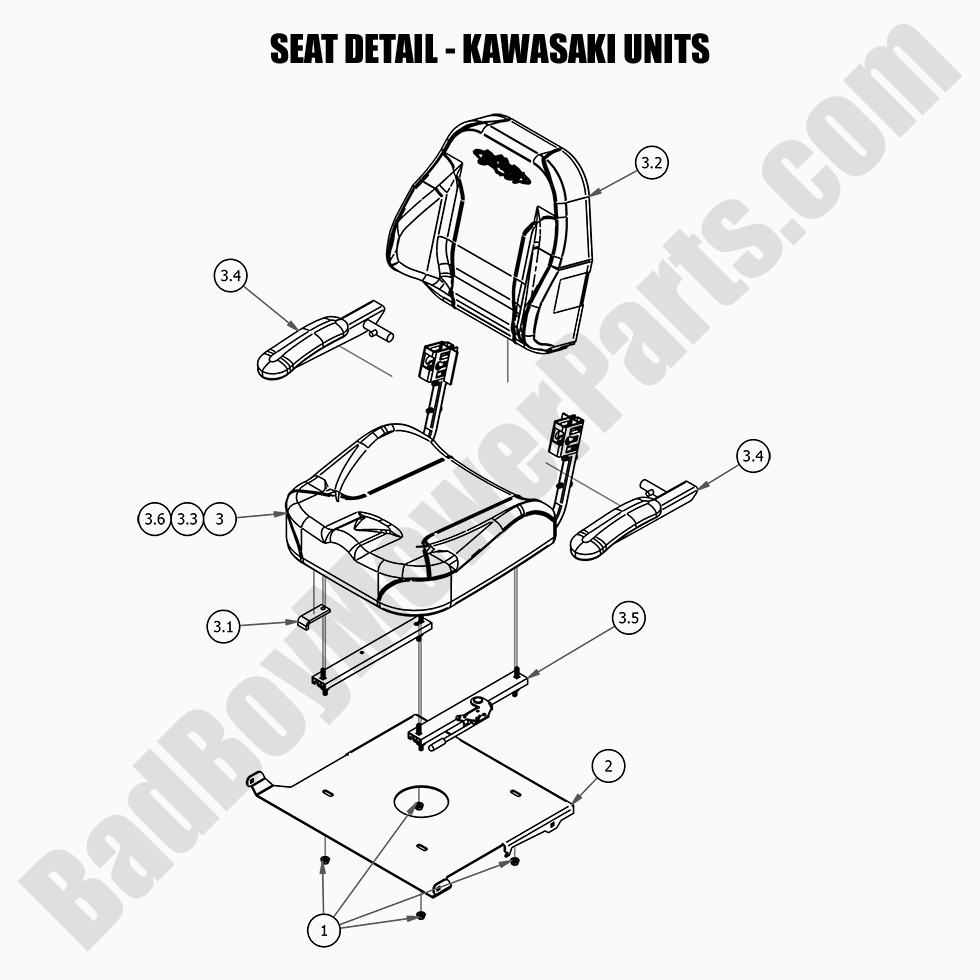 2570 - Bad Boy Mower Parts Lookup > 2021 > MZ & MZ Magnum > Seat Detail - Kawasaki Units